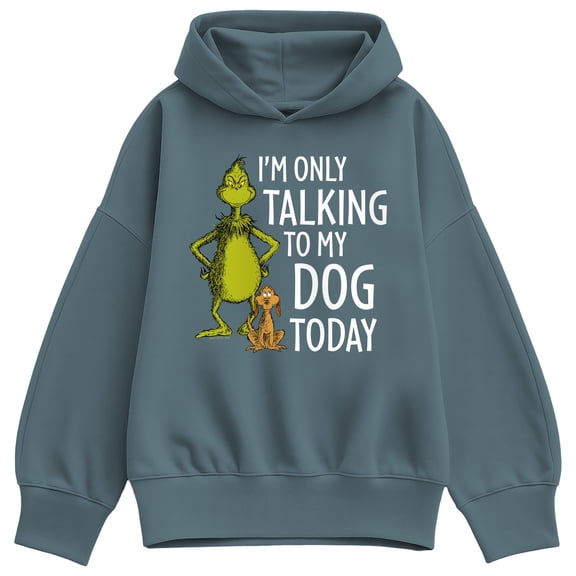 The Grinch - I'm Only Talking To My Dog Today Oversized Fleece Hoodie Sweatshirt