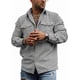 thumbnail image 2 of Camisa de pana para hombre, camisa informal de manga larga, chaqueta de hombre, camisa de corte regular con botones y bolsillo con solapa, 2 of 5