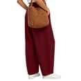 thumbnail image 4 of Kinrui Barrel Sweatpants for Women Wide Leg Ribbed Knit Lounge Pants Drawstring Elastic Waist Sweat Pant with Pockets Wine S, 4 of 9