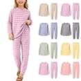 thumbnail image 7 of Purcolt Boys and Girls Plaid Pajama Sets Comfort Breathable Long Sleeve Tops and Elastic Waisted Pants PJS Sleepwear Soft Lounge Set 0-14 Years, 7 of 7