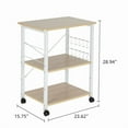 thumbnail image 3 of Baker's Rack 3-Tier Kitchen Utility Microwave Oven Stand Storage Cart Workstation Shelf(Light Beige Top White Metal Frame), 3 of 5