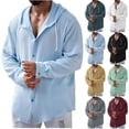 thumbnail image 3 of BRGZLK Mens Long Sleeve Shirts 2026 Fall Stylish Solid Color Drawstring Hooded Sweatshirt Lightweight Comfortable Casual Button-Down Shirts for Daily Army Green L, 3 of 8