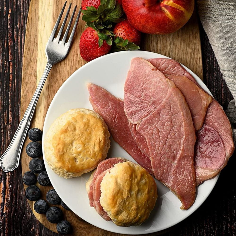 Rays Country Ham Biscuit Cuts, 2.5 lb, Dry-Cured Boneless Slices, Pack 5-8 oz, Vacuum-Sealed, Ready-to-Cook