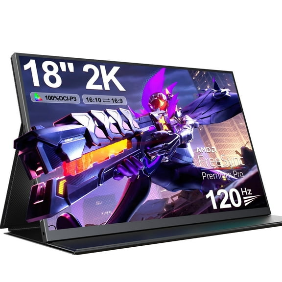 UPERFECT 144HZ Portable Gaming Monitor， 18" 2K 2560x1600 QHD 100% DCI-P3 Screen with Speakers & Smart Cover