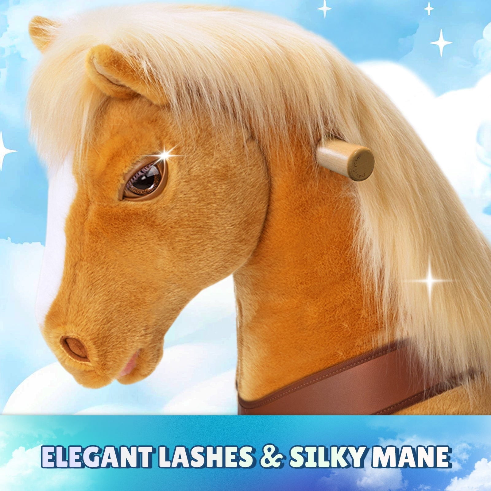 PonyCycle Interactive Horse Ride-On Toy, Touch Sound, Kid-Powered, Ages 4-7, Light Brown, Y471