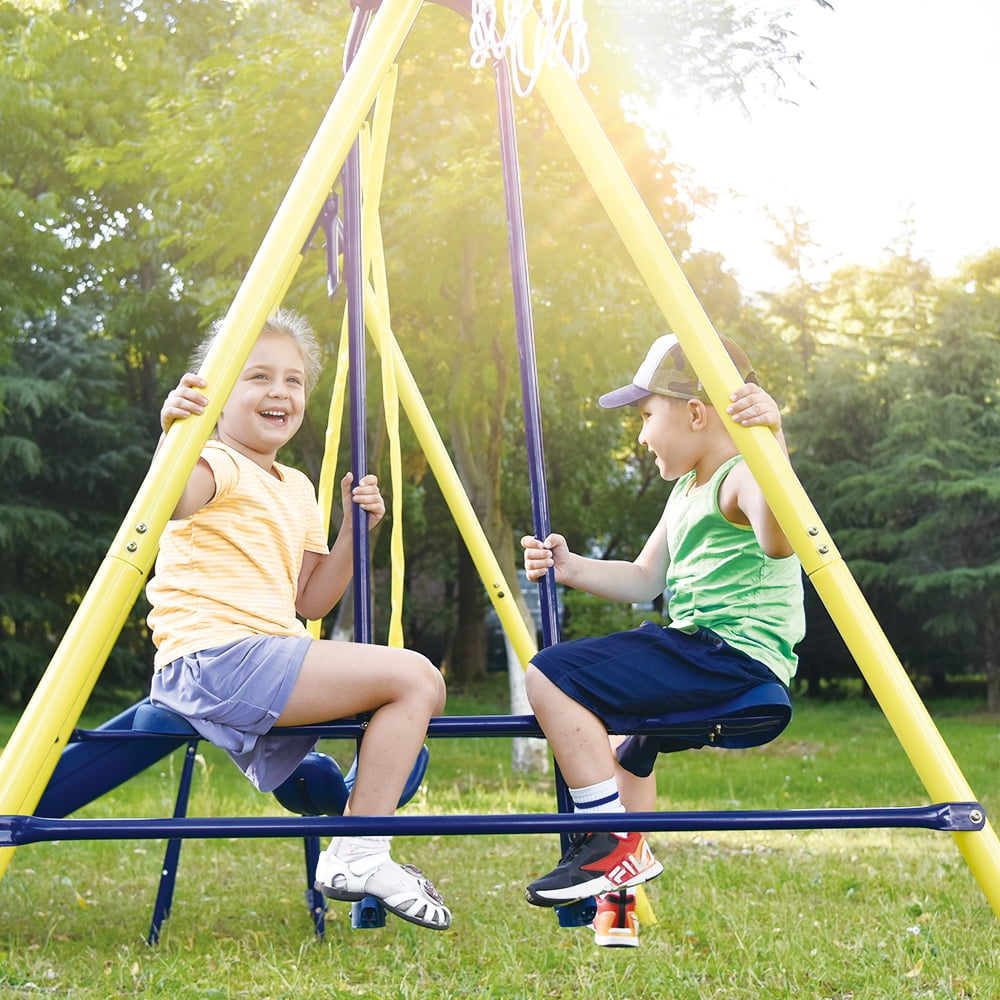5 in 1 Outdoor Tolddler Swing Set, Playground Swing Sets with with Seesaw Swing, Basketball Hoop 5 in 1 Outdoor Tolddler Swing Set, Playground Swing Sets with with Seesaw Swing, Basketball Hoop