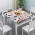 thumbnail image 3 of Pioneer Flower Floral Print Pattern Square Fitted Tablecloth with Elastic Edge,Square Table Cover,Washable Elastic Table Cover for Home Kitchen Party Decor 34"x34", 3 of 6