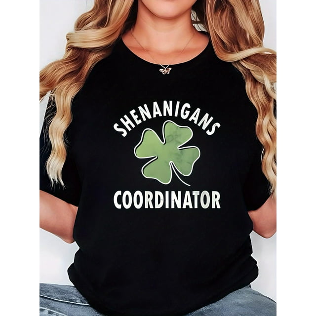 St. Patrick's Day Themed Plus-Size Casual Women's T-Shirt with Printed Short Sleeves And a Slightly Camisetas de verano para mujer, manga corta, cuello redondo, casual, lindo, con gráficos, camisetas