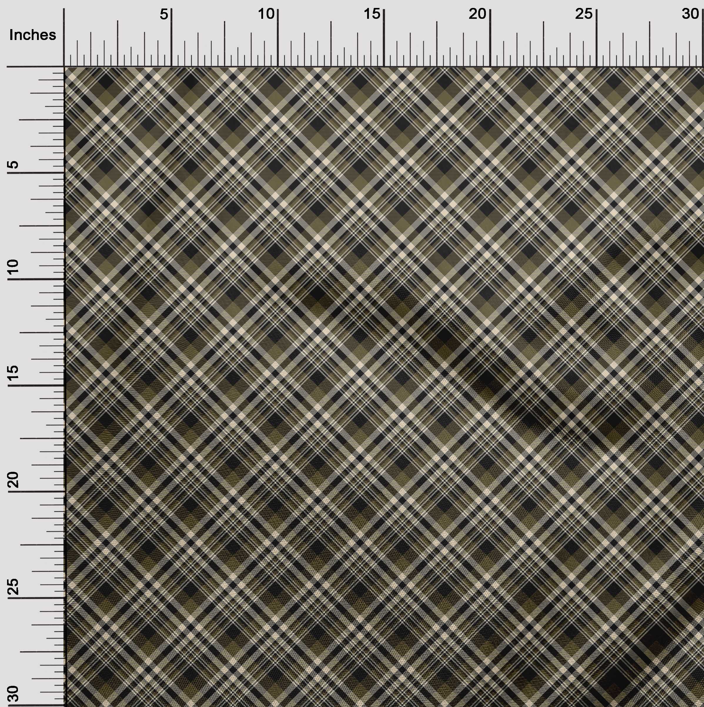 oneOone Cotton Poplin Dark Olive Green Fabric Plaid Quilting Supplies Print Sewing Fabric By The Yard 42 Inch Wide