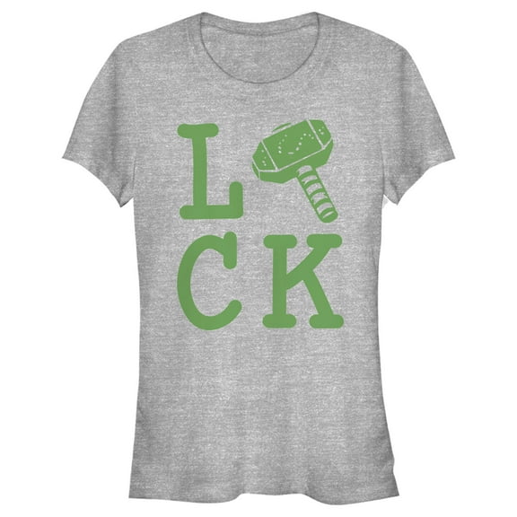 Junior's Marvel St. Patrick's Day Thor Luck  Graphic Tee Athletic Heather Small