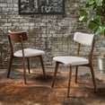 thumbnail image 3 of GDF Studio Crystal Mid Century Modern Fabric Upholstered Dining Chairs, Set of 2, Light Beige and Walnut, 3 of 8