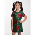 thumbnail image 5 of Girls Cute Casual Short Sleeve Dress A-Line Sundress Stretchy Holiday Style for Tween Girls Age 8-13 Crewneck, 5 of 6