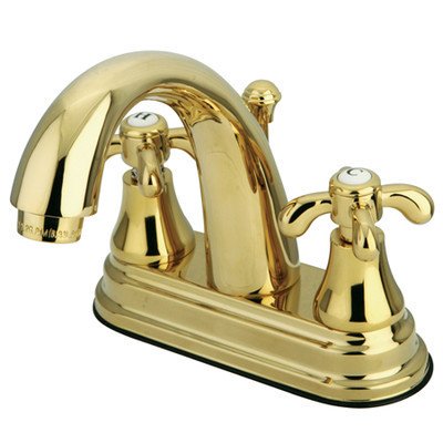 Kingston Brass French Country Two Handle 4" Centerset Lavatory Faucet with Brass Pop-up
