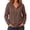 Coffee, variant on Women's Zip Up Hooded Knit Cardigan Sweater Long Sleeve Solid Color Soft Warm with Pockets Drawstring Casual Outerwear for Fall Winter Daily Wear