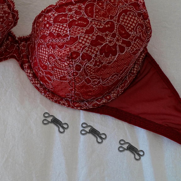 OUNONA 100Pcs Metal Hook and Eye Closure Set Black for Bra Strap and Garment Repairs