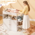 thumbnail image 6 of makeapile dresser with changing table,Nursery 4 Open Shelves Plus Double-Door Cabinet, Multifunctional baby changing table, White, 6 of 8