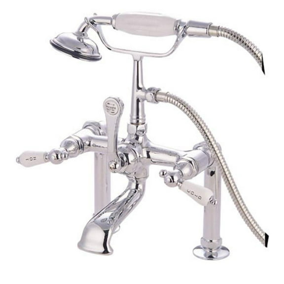 Elements Of Design Dt1041cl Triple Handle Deck Mounted Clawfoot Tub Filler - Chrome