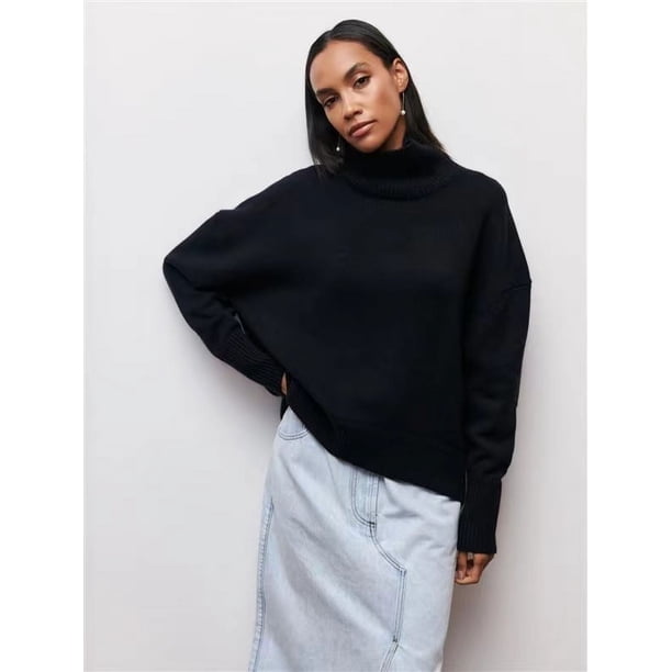 Ropa de mujer personalizada Suéter de fiesta europeo y americano Suéter suelto popular de cuello alto medio para otoño e invierno