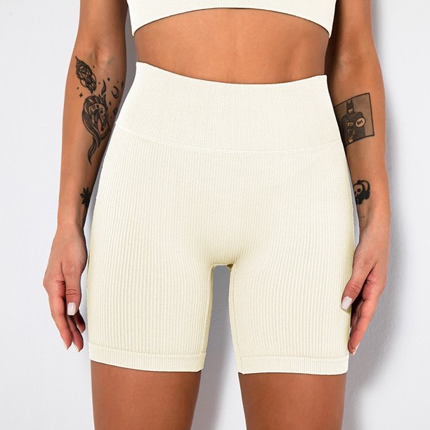 Rimocy - Pantalones cortos elásticos de cintura alta para mujer, primavera 2022, sin costuras, con realce de cadera, informales, ajustados, deportivos