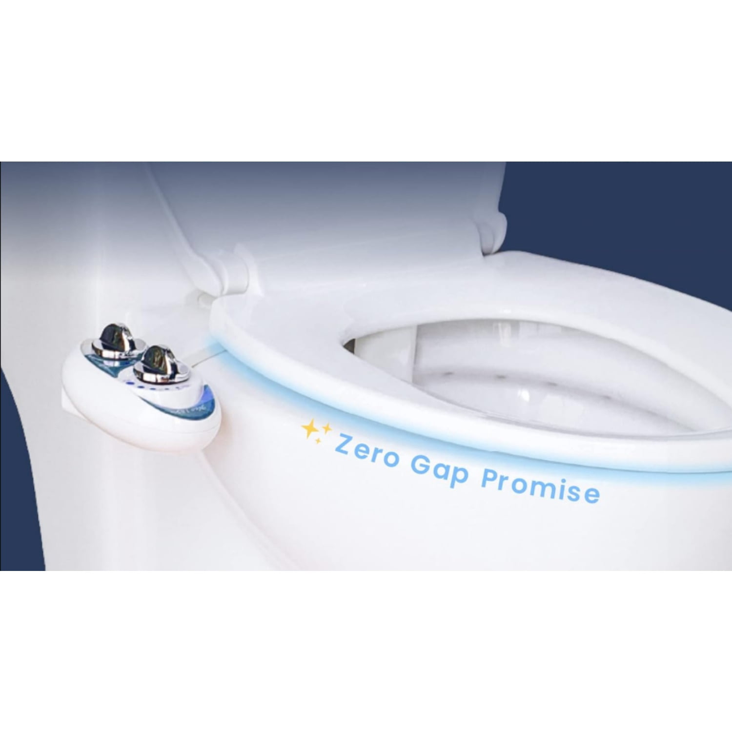 Warm Water, Dual Nozzle, Self-Cleaning, Non-Electric Bidet Attachment for Toilet Seat, Adjustable Water Pressure, Rear & Feminine Wash (White)