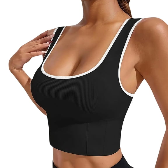 Fewfanhot Tank Tops for Women Summer Scoop Neck Slim Fitted Tops Casual Basic Knit Sleeveless Shirts