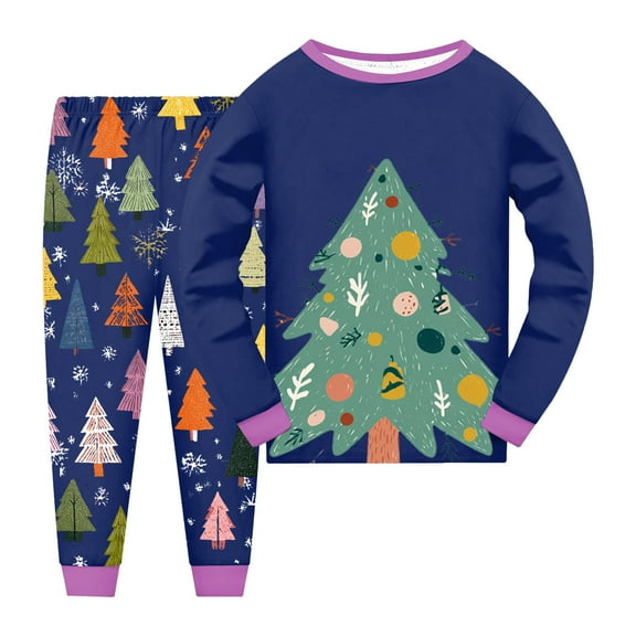 Gubotare Christmas Pajamas Toddler Girl Baby Pajama Set Snug fit Pjs for Girls Boys Toddler Kids, Supersoft & Stretchy Sleeper Sleepwear 2T 3T (Dark Blue,2-3 Years)