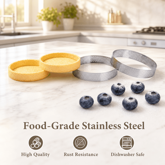 16 Pack 2 Inch 304 Stainless Steel Baking Rings for Tarts Cookies Mousse Cakes Crumpets
