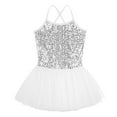 thumbnail image 2 of Aiihoo Kids Girls Sequin Ballet Dance Dress Tutu Skirted Leotard Ballerina Gymnastics Dancewear White 7-8, 2 of 7