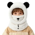 thumbnail image 3 of Bobifish Boys Winter Hat Warm Panda Ear Hooded Hat With Face Scarf Cold Weather Fluffy Windproof Hat, 3 of 9
