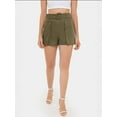 thumbnail image 3 of Cotton High-Waist Shorts with Pocket and Belt Detail, 3 of 5