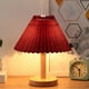 thumbnail image 1 of Lámpara de mesa LED regulable con pantalla de tela de lino | Base de madera maciza | Alimentación por USB | Incluye bombilla | Ideal para dormitorio, mesita de noche, oficina, dormitorio, sala de, 1 of 7