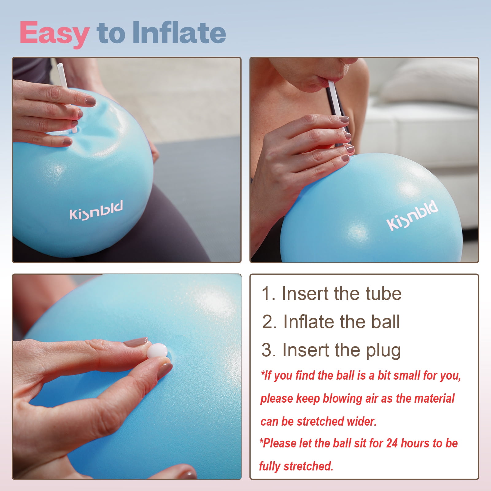 kisnbld Pilates Ball, 9-inch Anti-Burst Small Exercise Ball, Mini Yoga Ball for Physical Therapy, Stretching & Core Strength for Home Gym & Office