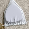 thumbnail image 4 of Sevevn Women's 3 Piece Bikini Set Halter Triangle Top with Side Tie Bottom and Textured Cover Up Shorts White S, 4 of 6