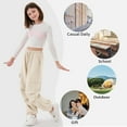 thumbnail image 5 of Rolanko Girls Cargo Pants Wide leg Cargo Sweatpants High Waist Kids Joggers with Pockets 4-14 Years, 5 of 7