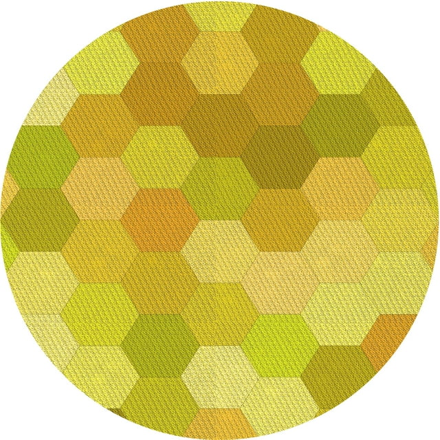 Ahgly Company Tapis d'Intérieur Lavables en Machine, Ronds, Jaunes Transitionnels, 3' Ronds