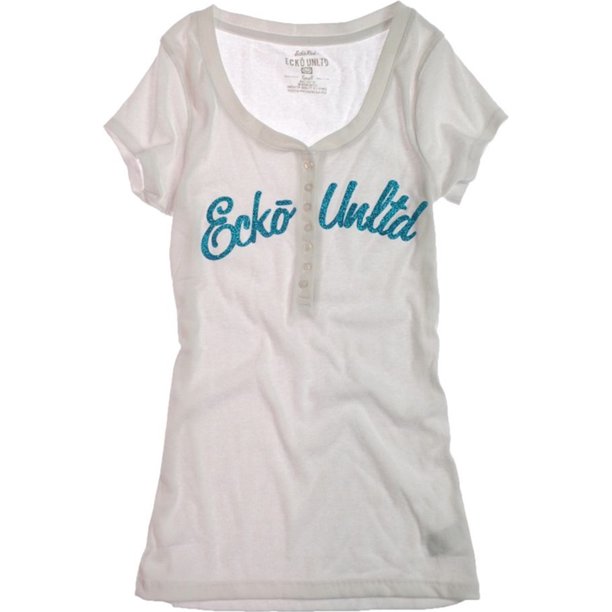 Ecko Unltd. Camiseta henley de 7 botones para mujer, blanca, pequeña
