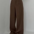 thumbnail image 5 of Women's Casual Pants High Waisted Side Pocket Straight Leg Work Pants Women'S Fashionable High Waist Zipper Casual Pants Suit Pants,Brown Women's Casual Pants XXL, 5 of 7