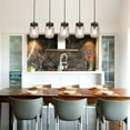 thumbnail image 2 of LNC 5 Glass Mason Jar Kitchen Island Lighting Multi-Pendant Chandelier Wood Canopy, Brown Hanging Pendant Lights, 2 of 5