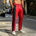 thumbnail image 4 of Maplenight Men's Athletic Track Pants with Side Striped Straight Leg Drawstring Elastic Waist Pant Relaxed Fit Open Bottom Sport Pant for Running Workout, 4 of 8