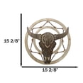 thumbnail image 2 of Rustic MDF Wood Buffalo Cow Skull Dreamcatcher Web Circle Wall Decor Plaque, 2 of 9
