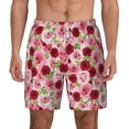thumbnail image 2 of Picia Rose Flowers pattern Mens Swim Trunks with Compression Liner Stretch Beach Shorts Quick Dry with Zipper Pockets No-Chafing Board Shorts-Large, 2 of 9