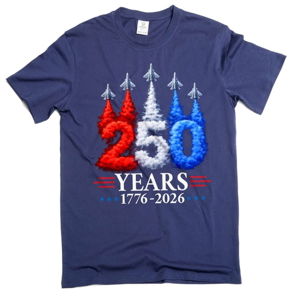 Men's USA 4th of July Jet flyover 250th anniversary 1776-2026 T-shirt patriotic Tees