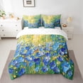 thumbnail image 2 of Manfei Chic Blue Floral Flowers Bedding Comforter Set 7 Pieces for Female Men,Abstract Oil Painting Full Bedding Set Lightweight,Blue Green Fitted Sheet Flat Sheet,Microfiber Bedroom Decor, 2 of 8