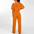 thumbnail image 5 of Jumpsuit Women'S Fashion Solid Color Lace Up Button Short Sleeved Jumpsuit,Orange Women'S Polyester Jumpsuit M, 5 of 5