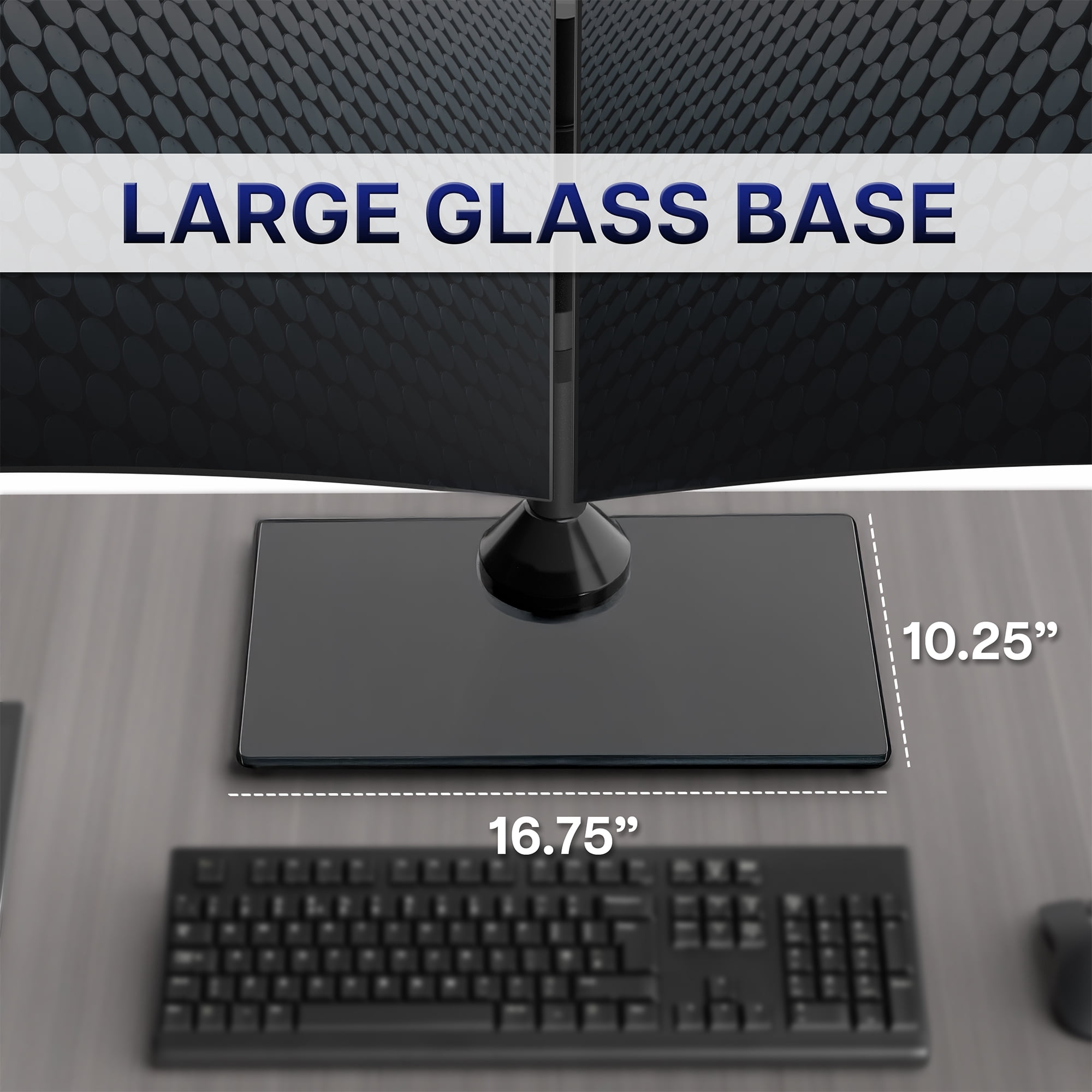 VIVO Dual Monitor Mount w/ Glass Base Stand for 2 Computer Screens up to 32"