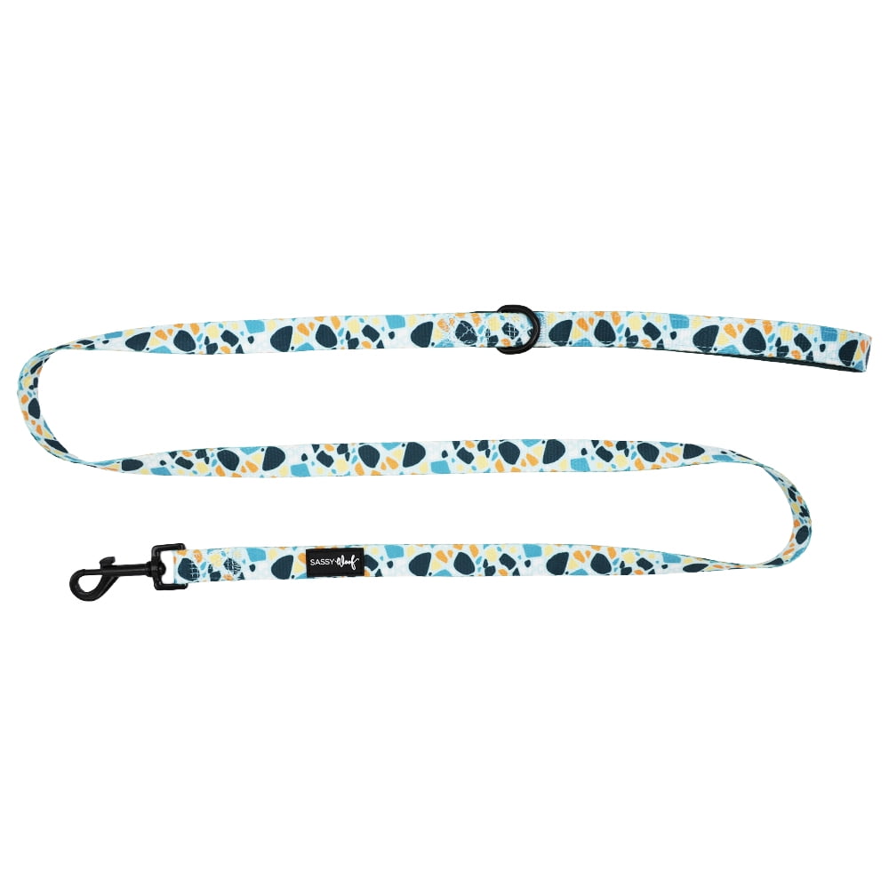 Sassy Woof Blue Terrazzo 6ft Cushioned Dog Leash - Durable for Medium and Large Dogs