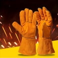 thumbnail image 5 of Leather Cowhide Work Gloves Heat-proof Metal Welding Protector Soldering Welding Gloves Tools, 5 of 5