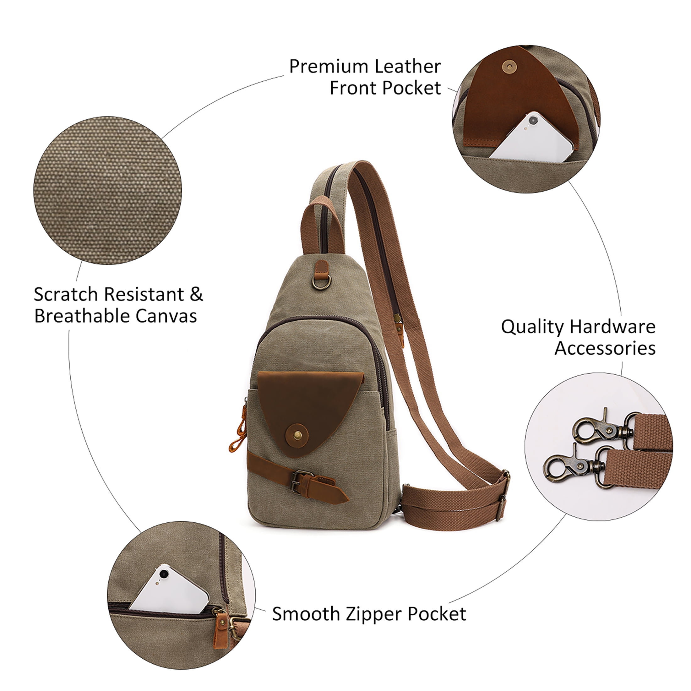 KL928 Outdoor Canvas Sling Bag Crossbody Backpack Casual Rucksack for Men Women Gift