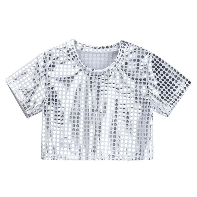 Kcodviy Chemise Décontractée pour Filles et Garçons, Manches Courtes, Paillettes, Fête, Carnaval