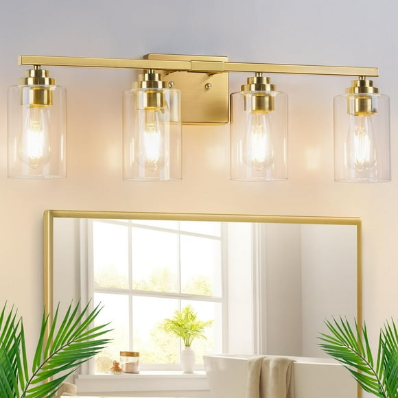 Luminarias de baño VerRon, tocador dorado de 4 luces, 27 pulgadas